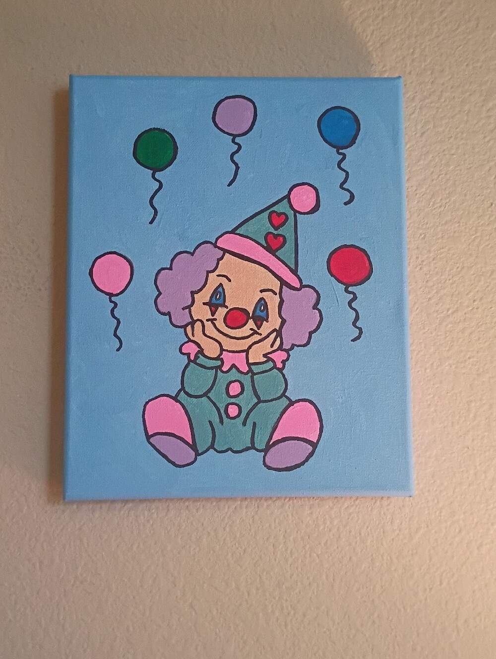 Clown Painting Cute Circus Wall Art 8x10 Canvas